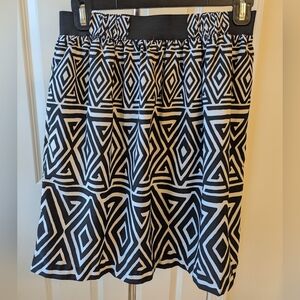 White House Black Market Smocked Black and White A-Line Skirt